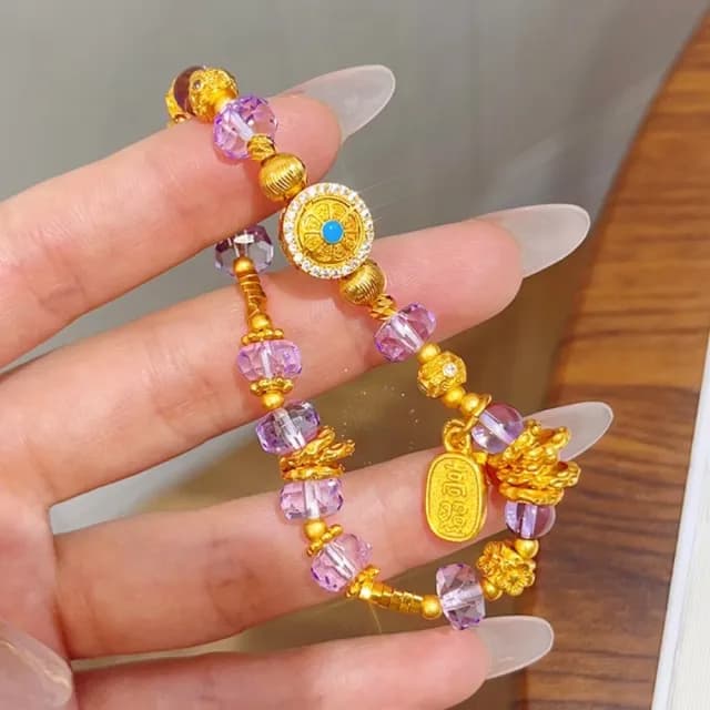 【九紫離火】紫水晶琉璃珠手串(盤纏 手飾 手環 手鍊 平安 高級 新中式)