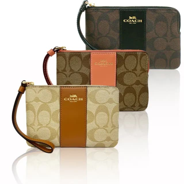 【COACH】C LOGO直紋零錢包/手拿包(多款選一)
