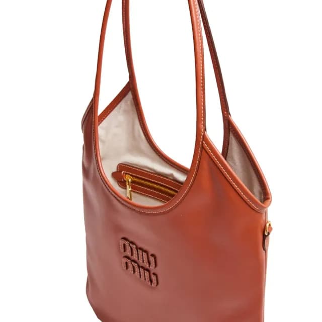 【MIU MIU】Ivy 皮革 手袋 托特包 肩背包 鐵鏽紅色 5BG231