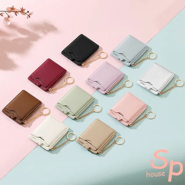 【Sp house】純色清新門禁卡套多功能拉鍊鑰匙零錢包(10色可選)