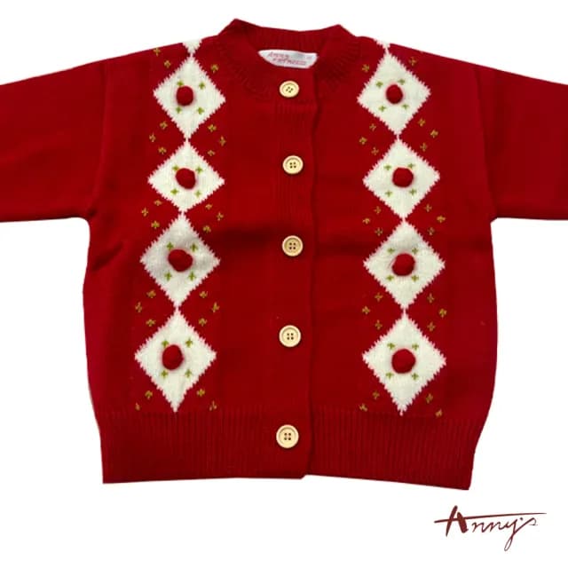 【ANNY’S 安妮公主】童裝 甜美圓領紅點點造型針織毛衣秋冬款(3636紅色)