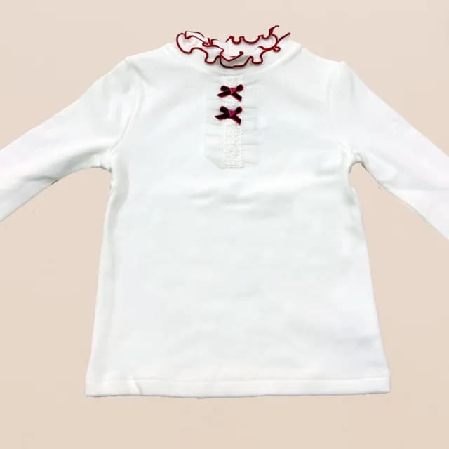 【ANNY’S 安妮公主】童裝 氣質蕾絲荷葉領造型秋冬款長袖上衣(3428紅色)