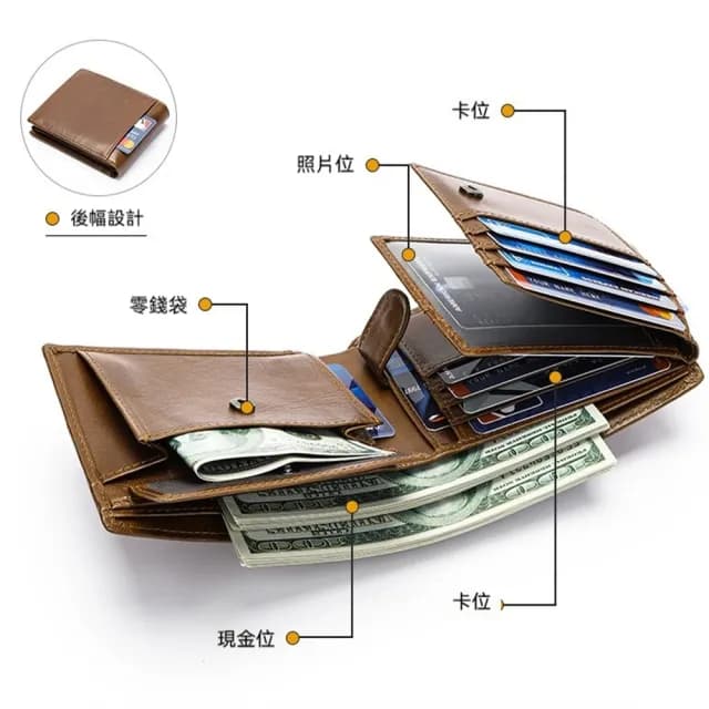 【LEEHER】雙11 真皮皮夾/兩折皮夾/短夾/錢包/皮夾/男生皮夾/防盜刷錢包