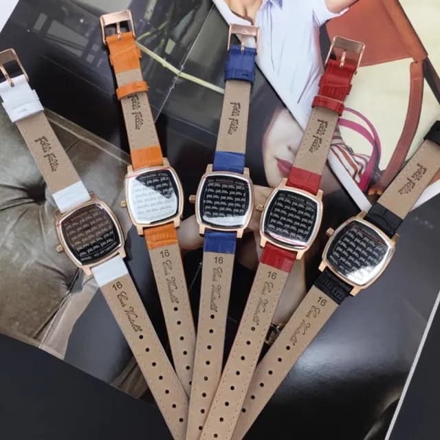 【Folli Follie】29毫米 經典方形 歐美輕奢 鱷魚壓紋真皮腕錶 玫瑰金X黑 FF505276