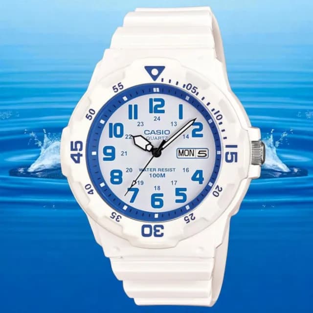 【CASIO 卡西歐】MRW-200HC-7B2 潛水風格 防水100米指針錶(運動 當兵 學生 錶徑約4.46公分)