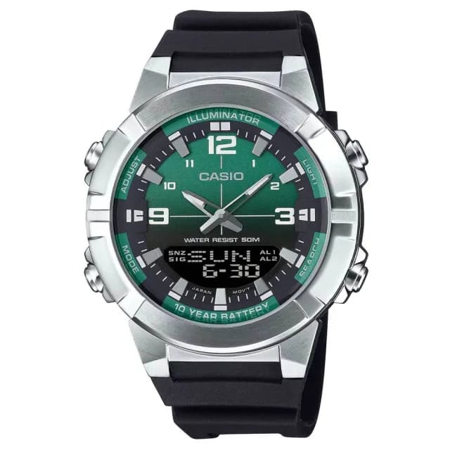 【CASIO 卡西歐】十年電力數位雙顯鋼帶男錶(AMW-870A-3A)