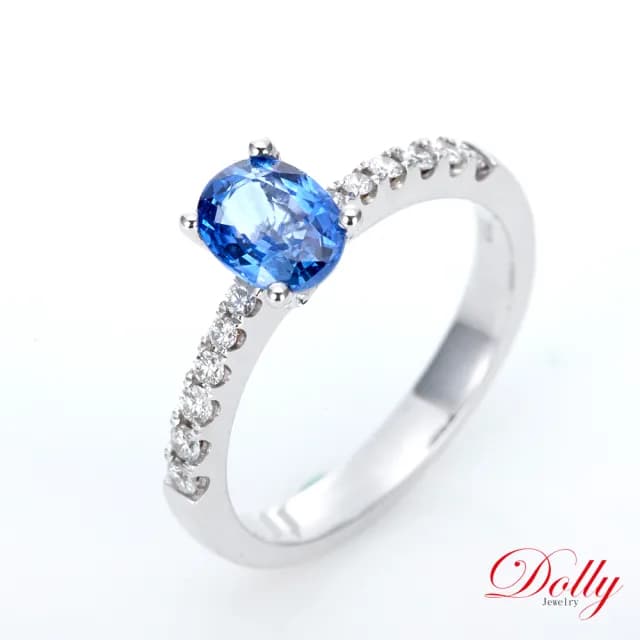 【DOLLY】1克拉 無燒斯里蘭卡矢車菊蘭藍寶石18K金鑽石戒指-010(母親節 長輩送禮 交換禮物首選)