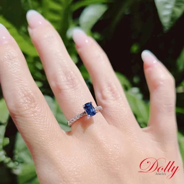 【DOLLY】PT950鉑金 無燒斯里蘭卡藍寶石鑽石戒指(母親節 交換禮物 長輩送禮首選)
