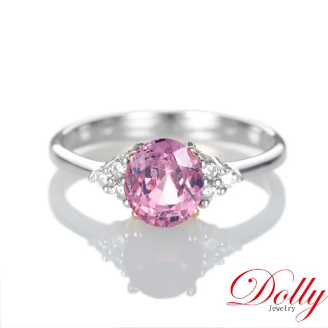 【DOLLY】1克拉 天然艷彩尖晶石鑽石戒指-019(母親節 交換禮物 長輩送禮首選)
