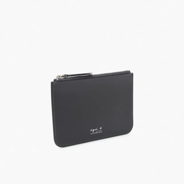 【agnes b.】皮革 拉鏈 零錢包(灰色)