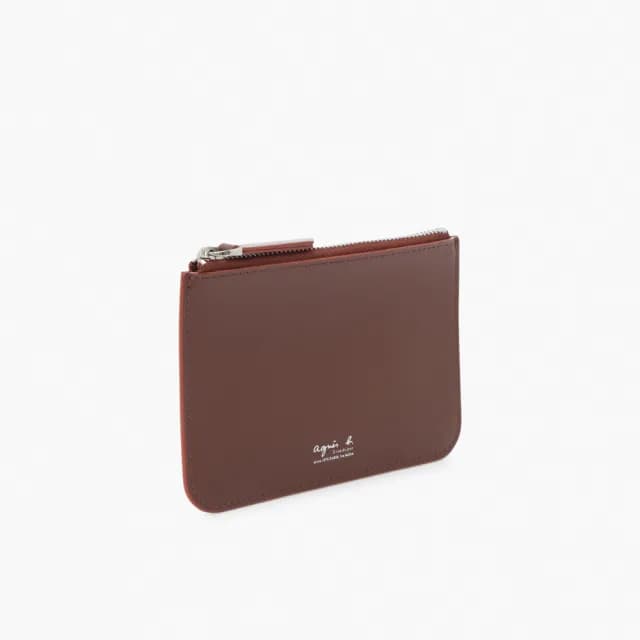 【agnes b.】皮革 拉鏈 零錢包(棕色)