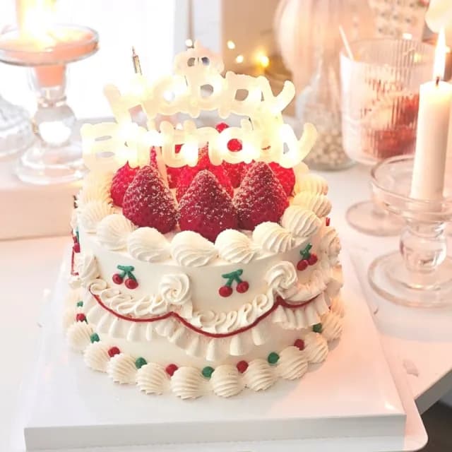 【happy birthday】生日快樂蛋糕裝飾燈(字母燈 led燈 發光 慶生 派對)