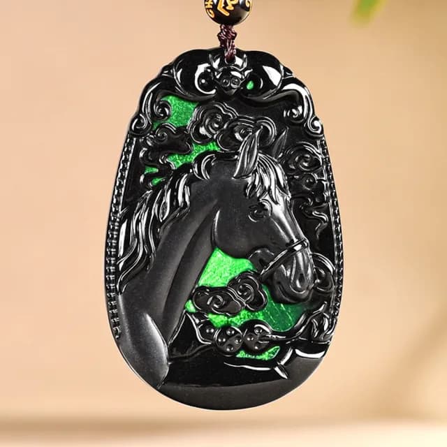 【Paiya 派亞】天然a貨翡翠墨翠馬上發財玉石吊墜冰種掛件玉墜男女款項鍊(送禮好物/交換禮物)