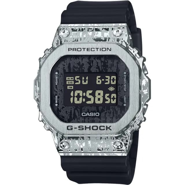 【CASIO 卡西歐】G-SHOCK 油漬搖滾 斑駁金屬方形電子錶 禮物(GM-5600GC-1)