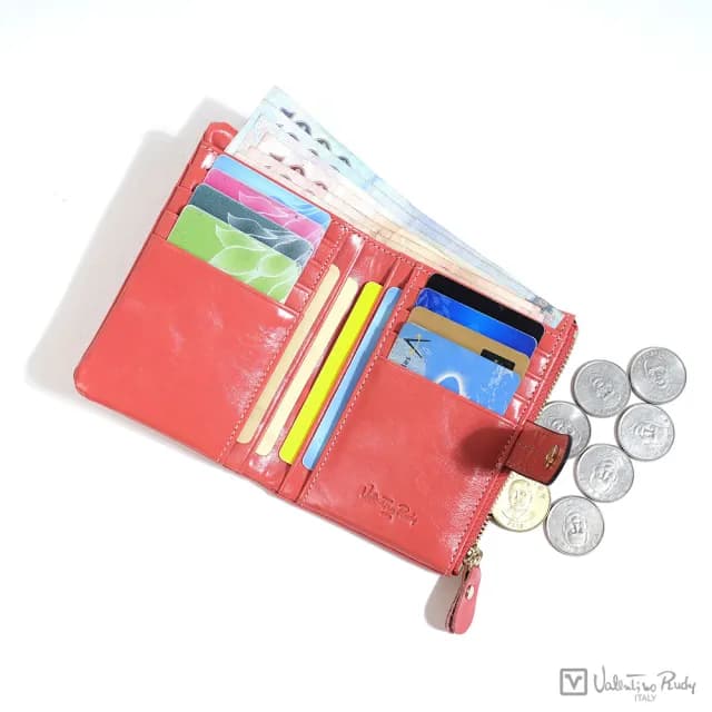 【Valentino Rudy 范倫鐵諾.路迪】招財油蠟真皮折疊式短夾 錢包 皮夾(9色 招財錢包 開運皮夾 LU30992)