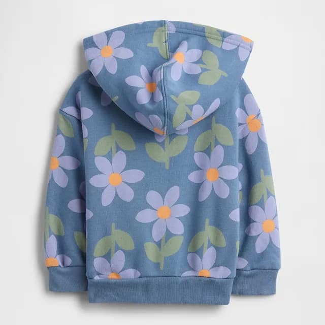 【GAP】女幼童裝 Logo刺繡印花刷毛帽T-藍色(793465)