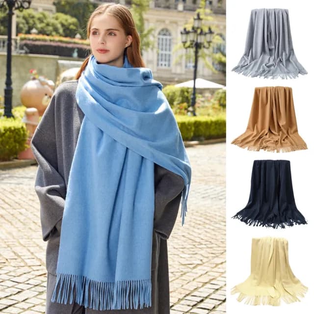 【TLYS-J】雙11 秋冬流蘇羊毛保暖圍巾 高級感純色圍巾 披肩 保暖圍脖 情侶圍巾 防風防寒護頸脖圍