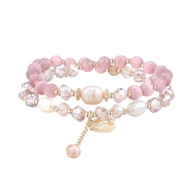 【小眾高級】貓眼石雙圈手鍊(疊戴 多圈 女 甜美 百搭 手串 禮物)