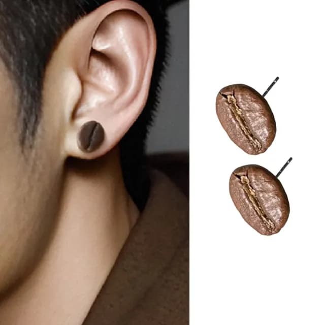 【文藝少女】日系ins簡約文青咖啡豆耳環(耳針 耳釘 耳飾 飾品 時尚穿搭 文藝)