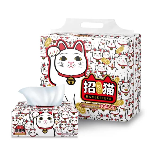 【東京豪德寺xmomo獨家】招財貓日式抽取式衛生紙(150抽x100包/箱)