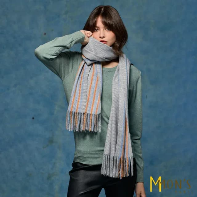 【MON’S】綿羊毛親膚格紋圍巾(4色任選)
