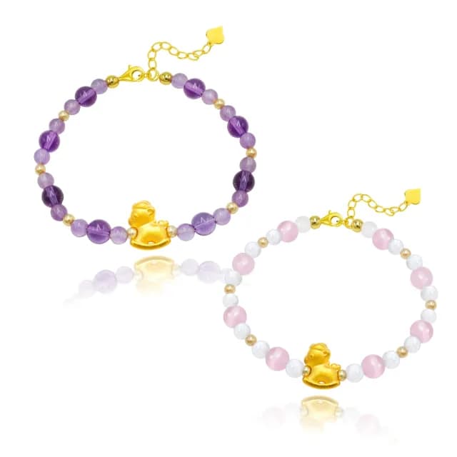 【金喜飛來】黃金手鍊搖搖馬水晶串多選(0.20錢±0.03)