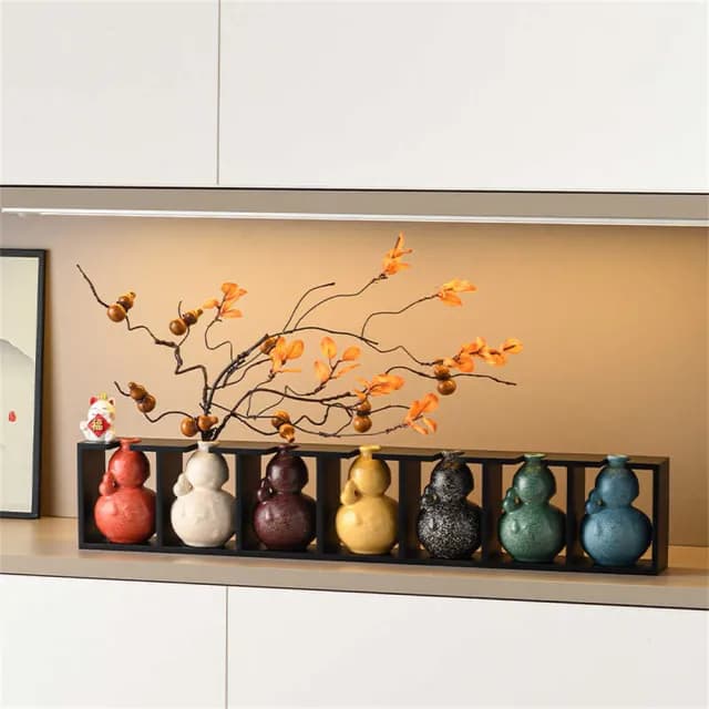 【超微米】招財福祿葫蘆擺飾 花瓶 入戶擺件 鞋櫃電視櫃裝飾品 喬遷開業禮物 擺設(招財福祿葫蘆擺飾)