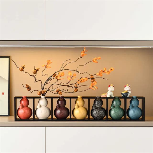 【超微米】招財福祿葫蘆擺飾 花瓶 入戶鞋櫃電視櫃擺件 招財貓擺設 高級裝飾品 喬遷開業禮物(葫蘆擺飾)