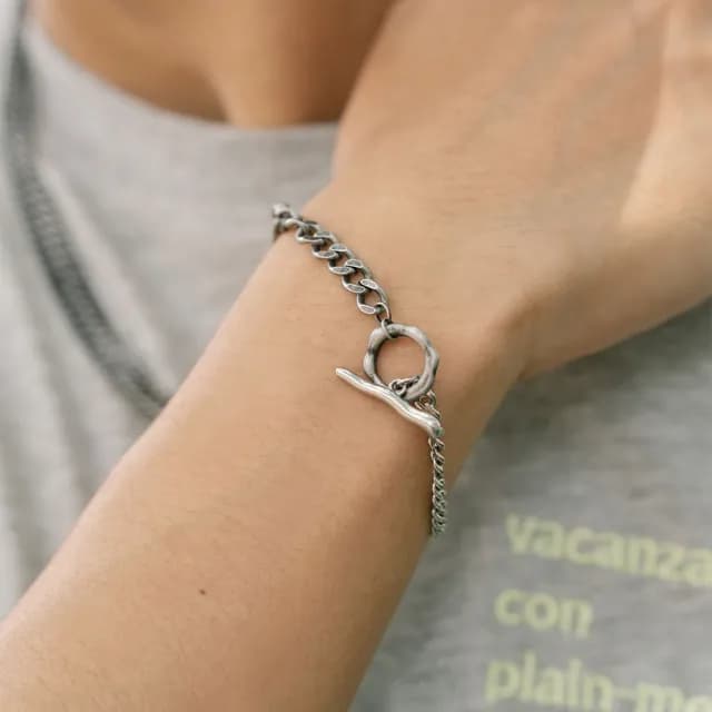 【vacanza】Plain-me聯名｜剛柔並濟．雙色拼接．醫療鋼手鍊