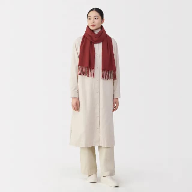 【MUJI 無印良品】蓬鬆羊毛圍巾(紅色/灰色/黑色/煙燻藍/深摩卡棕)