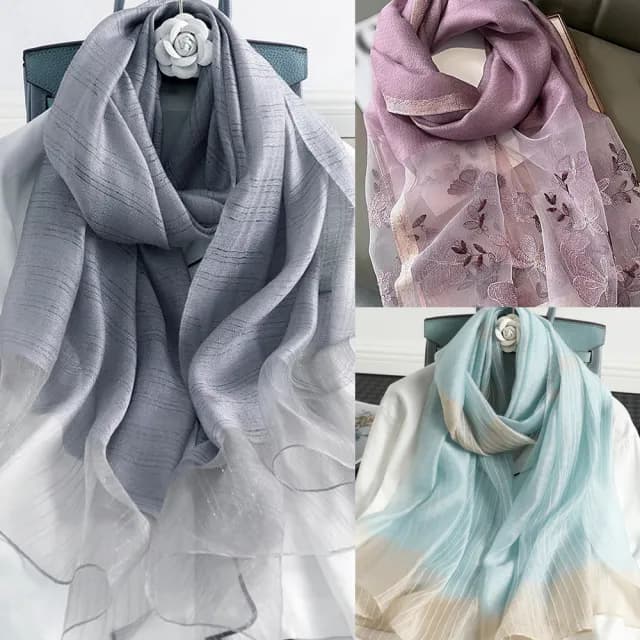 【AnnaSofia】蠶絲真絲羊毛混紡大尺寸披肩絲巾圍巾 現貨(多款任選)