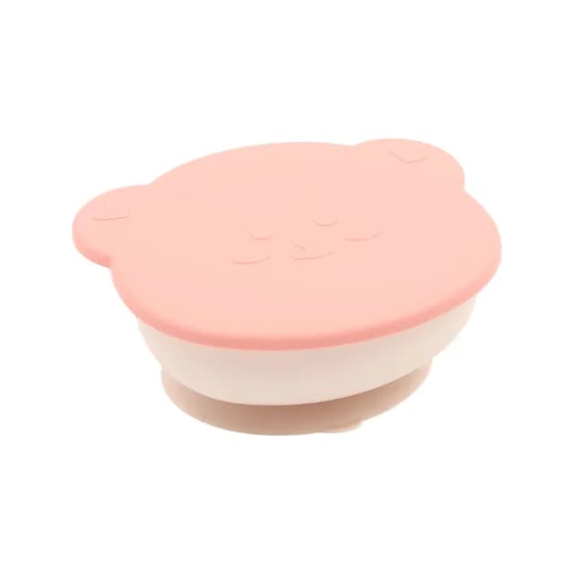 【TRENi Mini】鉑金矽膠倉鼠碗附蓋-莓果粉(兒童餐具)