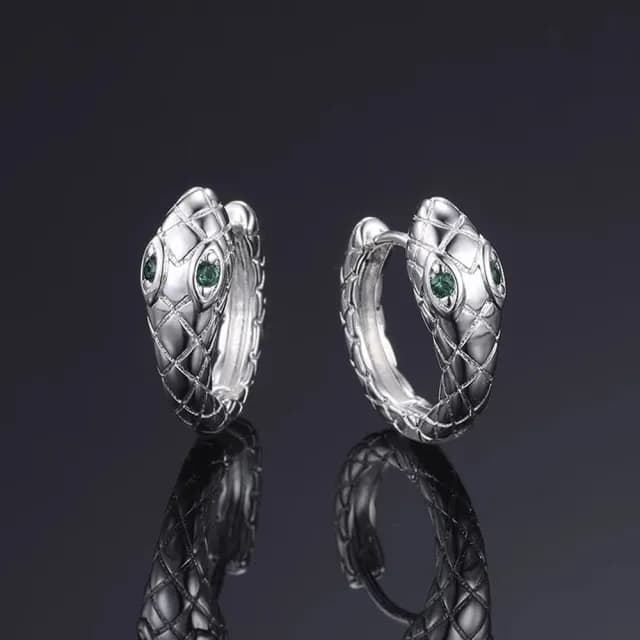 【MoonDy】耳環 男生耳環 蛇形耳環 s999足銀耳環 耳扣 靈蛇耳扣 抗過敏耳環 造型耳環