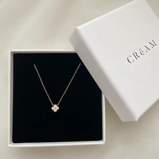 【CReAM】Quincy 925純銀花瓣幸運草四葉草金色銀色女項鍊項鏈(生日 禮物 送禮 禮盒)