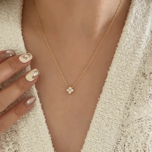 【CReAM】Quincy 925純銀花瓣幸運草四葉草金色銀色女項鍊項鏈(生日 禮物 送禮 禮盒)