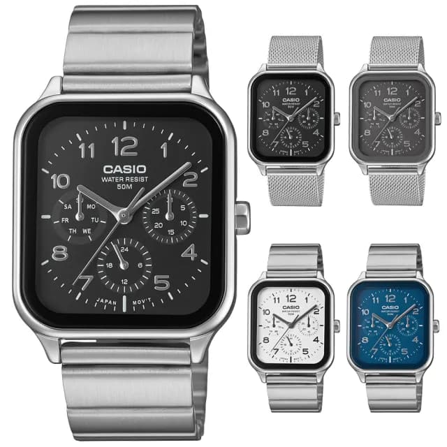 【CASIO 卡西歐】簡約方形時尚三眼手錶-5款可選(MTP-M306M/MTP-M306D系列)