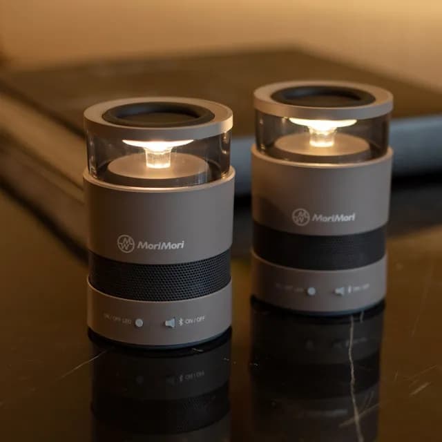 【日本MoriMori】LED W Speaker 戶外無線藍牙氛圍燈音響2入組(二色任選)