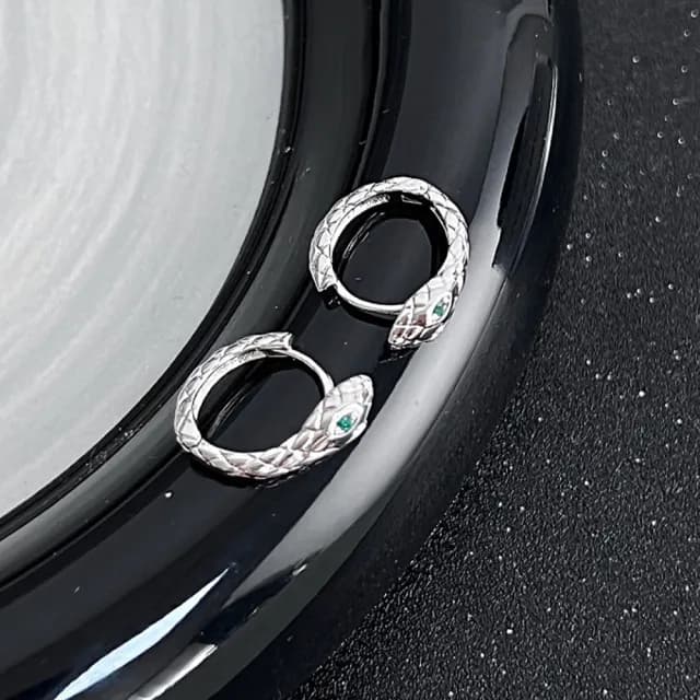 【KT DADA】男用耳釦 靈蛇設計 耳環飾品 S999銀製 質感耳飾 中性耳扣 足銀耳釦 潮流飾品