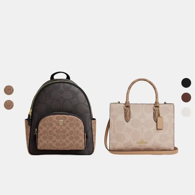 【COACH】蔻馳官方直營 COURT/MAGGIE 經典Logo雙肩包 托特手袋-多款可選(CZ176/CY676)