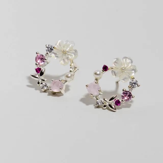 【vacanza】貝殼花環・純銀耳環