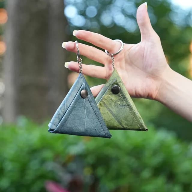 【Tevrin 森光】雙11 樹葉三角零錢包(樹葉錢包／環保再生／文青質感／手工製造)