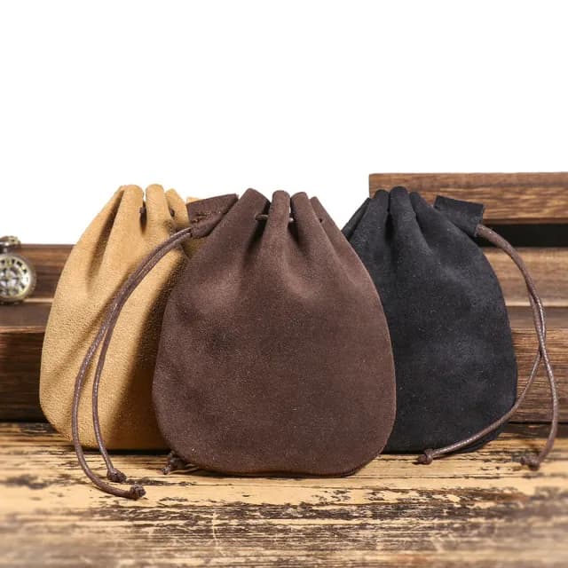 【MoonDy】雙11 抽繩收納包 真皮零錢袋 硬幣收納袋 男生零錢包 復古束口包 束口袋 復古錢包 錢包女