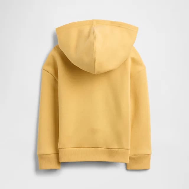 【GAP】女幼童裝 Logo刺繡/印花刷毛連帽外套-奶黃色(793479)
