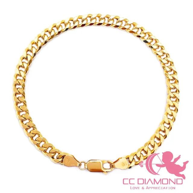 【CC Diamond】義大利進口 18K金手鍊(寬5mm 長17cm)