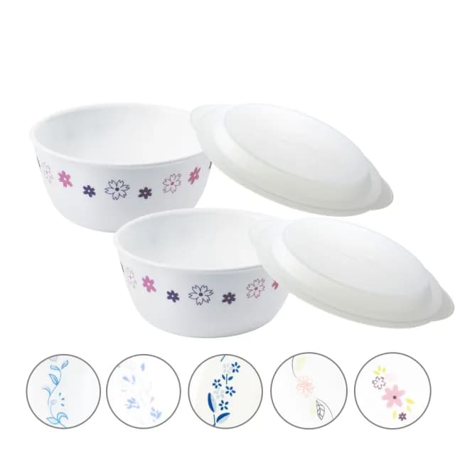 【CorelleBrands 康寧餐具】拉麵碗兩入+6吋微波蓋兩入組(多花色可選)