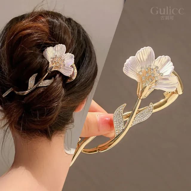 【Golicc】髮夾 閃鑽輕奢 扭扭夾(雙11 聖誕節 生日 髮飾 頭飾 鯊魚夾 抓夾 禮物)