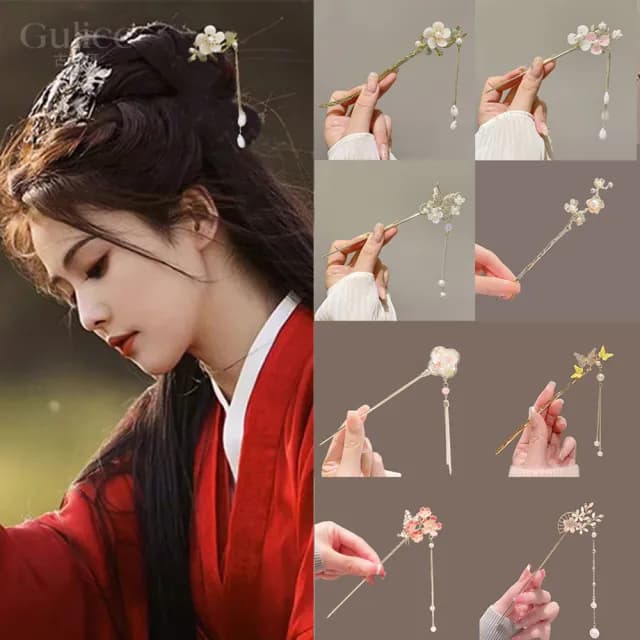 【Golicc】髮釵 優雅搖步 氣質髮簪 流蘇頭飾(雙11 聖誕節 生日 耶誕 髮飾 頭飾  髮簪 中國風 古典)