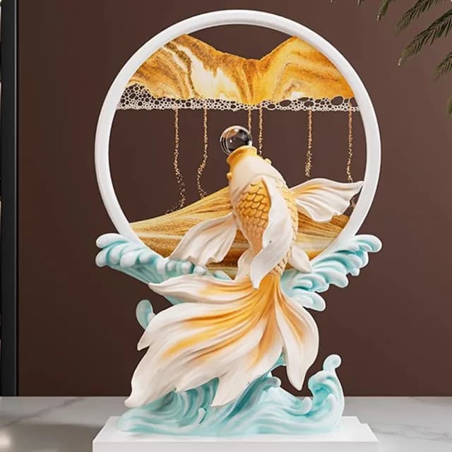 【NTR造物家】裝飾 擺飾 招財擺件 年年有餘 流沙畫 喬遷新居禮 開業禮 交換禮物(客廳/電視櫃/玄關/辦公室)