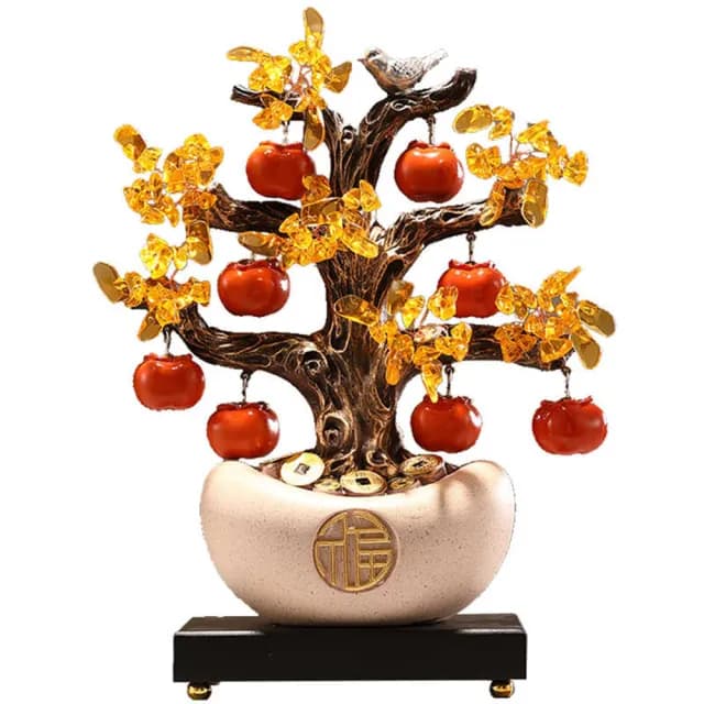 【超微米】招財元寶發財樹 客廳擺設 玄關擺件 桌上擺飾 辦公室裝飾品 開業喬遷新居禮品(發財樹擺件 帶底座)