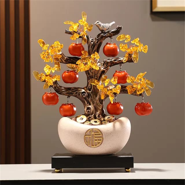【超微米】招財元寶發財樹 客廳擺設 玄關擺件 桌上擺飾 辦公室裝飾品 開業喬遷新居禮品(發財樹擺件 帶底座)